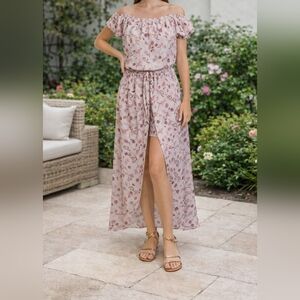 Live 4 Truth Women's Floral Romper Dress w/Built-in Skirt Pink Size Medium